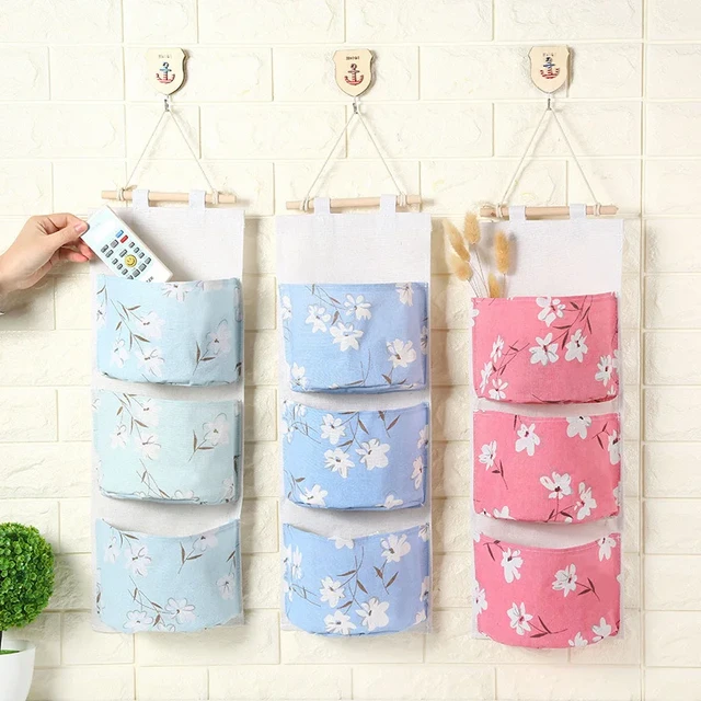 Bolsa de almacenamiento colgante de tulipanes, organizador colgante  impermeable de 3 bolsillos para dormitorio, sala de estar, baño, organizador  de armario de pared de tela para el hogar - AliExpress