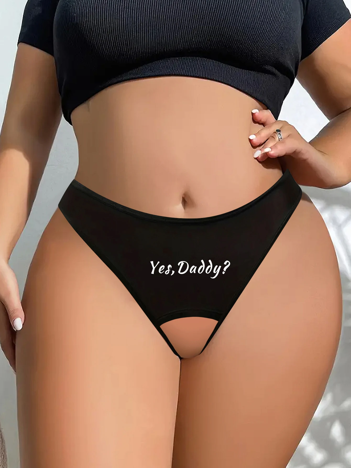 Women Panties Crotch Opening Thong with Yes Daddy Prints Briefs Sexy Intimates Lingerie for Female Couple S M L XL women panties female underwear cotton panties womens underwear