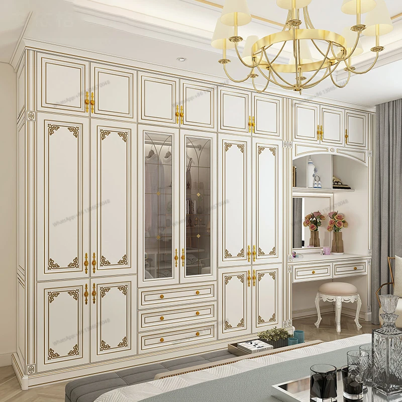 overall cloakroom, European American style, new Chinese style bedroom furniture, wardrobe, whole house lig