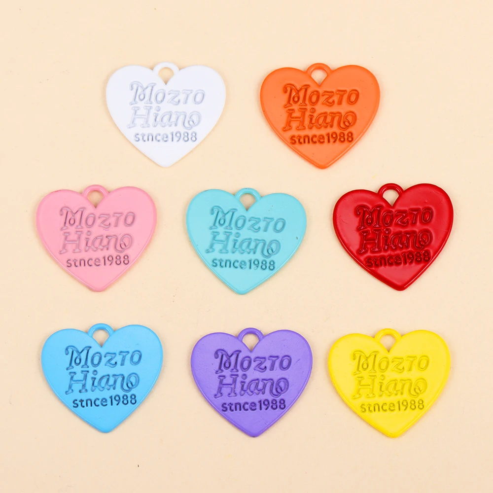 

10Pcs Colourful Two-sided Enamel Heart Charm for Jewelry Making Letter Love Heart Necklace Pendants Earrings Diy Accessories