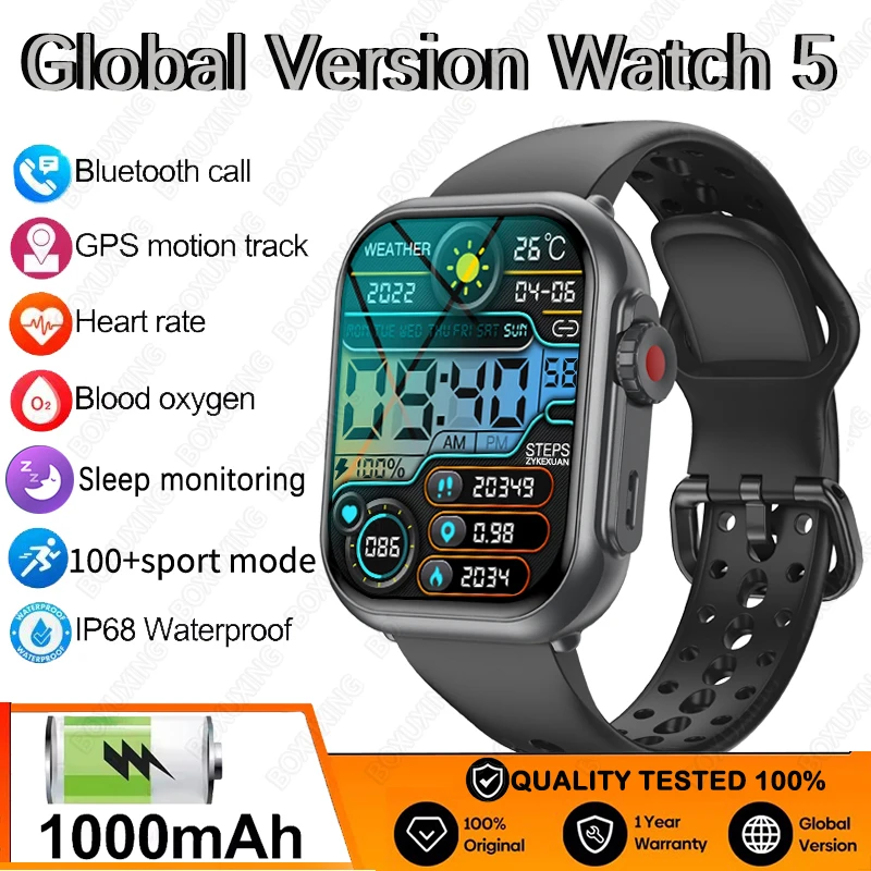 2026 New Global Version Watch 5 GPS Track Watch Ultra K62 Smart Watch 1000mAh 1.85" AMOLED Bluetooth call Smartwatch Men Women 1