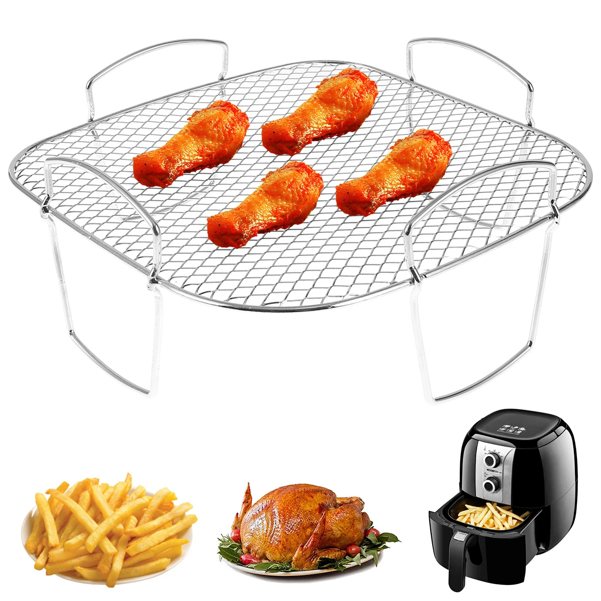 AirFryerRackStainlessSteelDehydratorRackMulti-PurposeCookingRackDishwasherSafeGrillingRackAirFryerAccessories-AliExpress