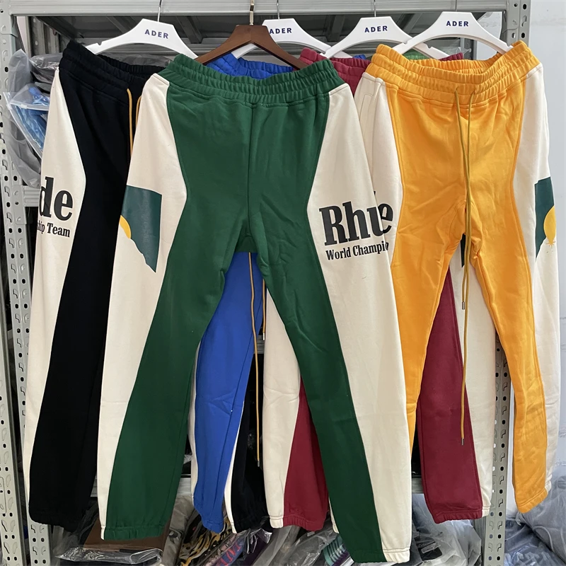 

2022fw Rhude Fashion Sweatpants Men 1:1 Patchwork Women Trousers Drawstring Moonlight Sunset Pants Mens Clothing GYM