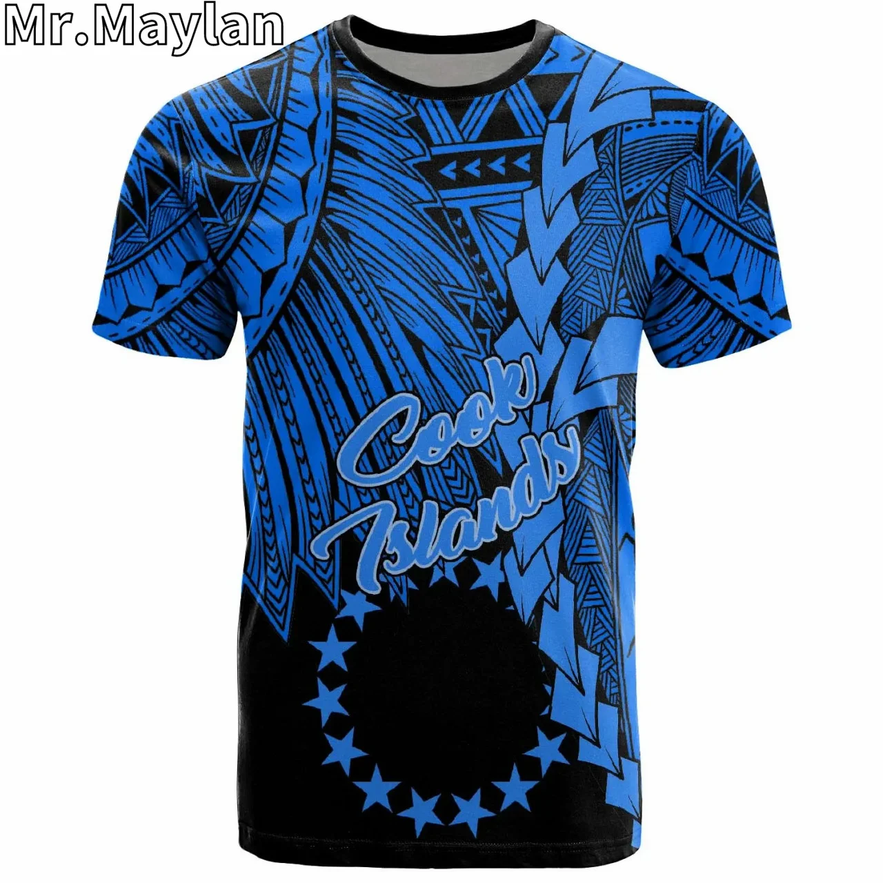 Personalizzato 3D Cook Island Polinesiano Hawaii T-Shirt Tribal Wave Tribal Tattoo Blue Tshirt Uomo Donna Streetwear Unisex Tee Tops