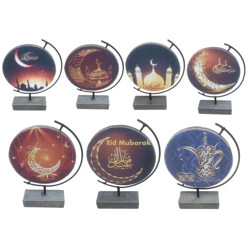 

Eid mubarak Desktop Decoration Moon Tabletop Decor Happy ramadan Ornament Party Holiday Rustic Sign for Bedroom Home Party