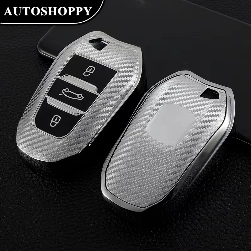 

Carbon FiberFor Citroen C4 C4L C6 C3-XR Picasso DS3 DS4 DS5 Peugeot 2008 3008 4008 5008 308 408 508 Car Smart Key Case Bag Cover