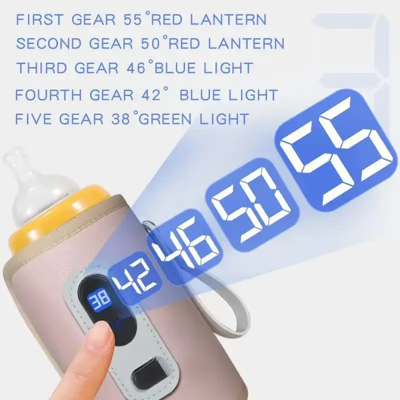 Baby Bottle Insulation Sleeve Portable Baby Bottle Insulation Sleeve LCD Screen USB Bottle Car Travel