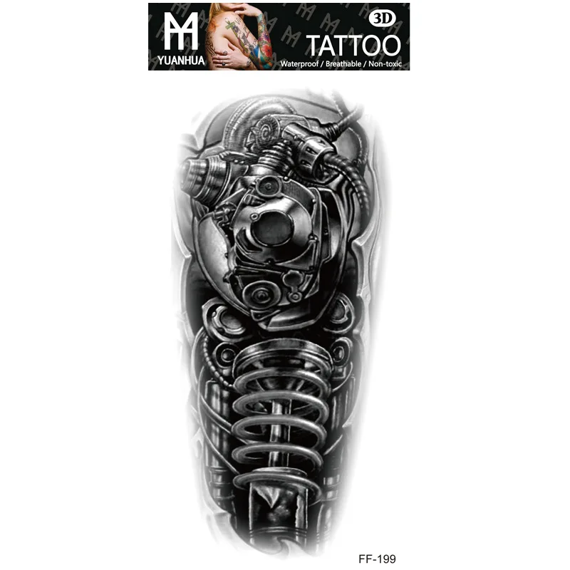 Size:208x95mm New Waterproof Animal, Terrifying Temporary Tattoo Tiger Head Totem Tattoo Sticker 3