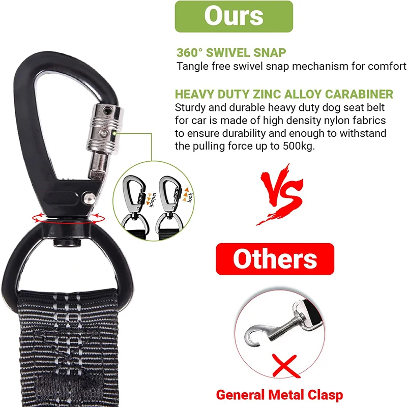 Dog Seat Belt Pet Seat Belt Bungee 2 In 1 Latch Bar Attachment Elastic Reflective Vehicle Travel