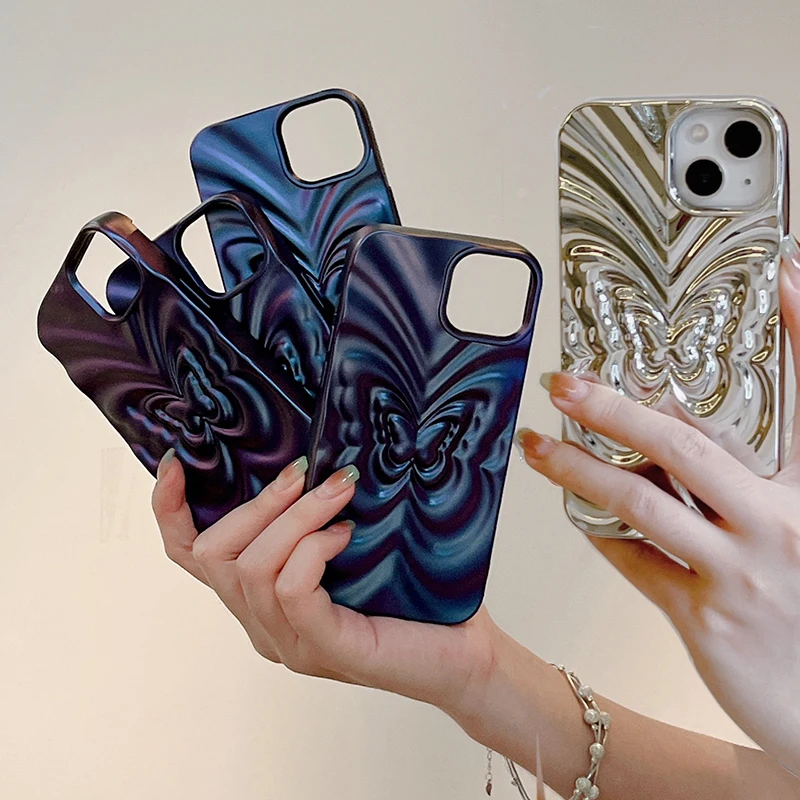 Plating 3D Butterfly Bumpy Texture Case for iPhone