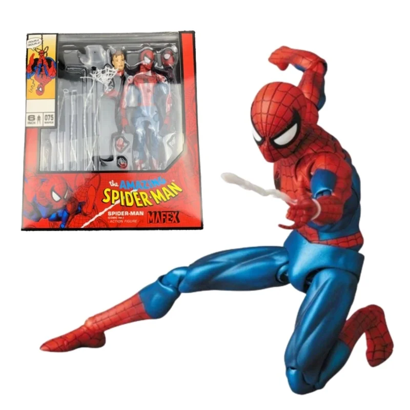 16Cm Anime Marvel Spiderman Action Figure In Stock Originale The Amazing Modello Da Collezione Medicom Mafex 075Kids
