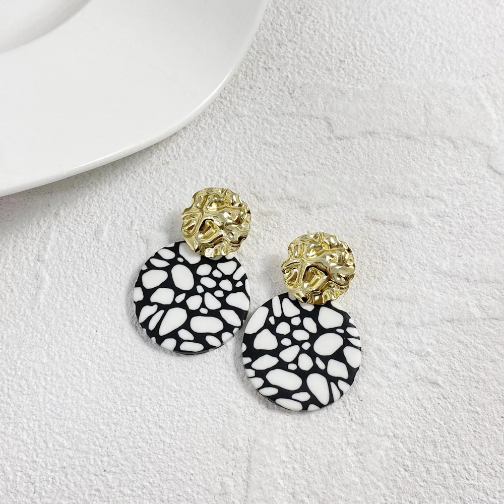 ALLYES Classic Black White Polymer Clay Drop Earrings for Women Handmade  Abstract Pattern Geometric Hanging Earrings Jewelry - AliExpress