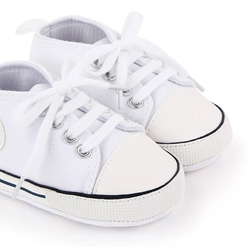 Brand Infant Boy Crib Shoes for Girl Toddler Lace Up Trainer Canvas Sneaker Newborn Footwear 1 Year Birthday Baby Item Doll Gift
