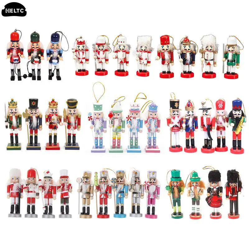1PCS Random New Year Decor Kids Doll Wooden Nutcracker Soldier Christmas Decoration Pendants Ornaments for Xmas Tree Decor