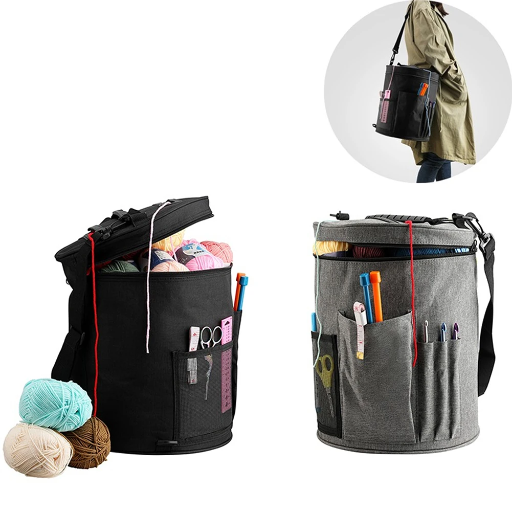 

Knitting Bag Wool Crochet Hooks Knitting Needles Organizer Portable Yarn Tote Storage Bag Household Sewing Supplies Set