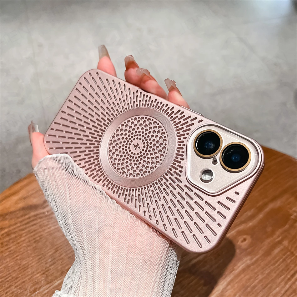 Slim Desert Gold Breathable Magnetic Case with Wireless Charging Capability