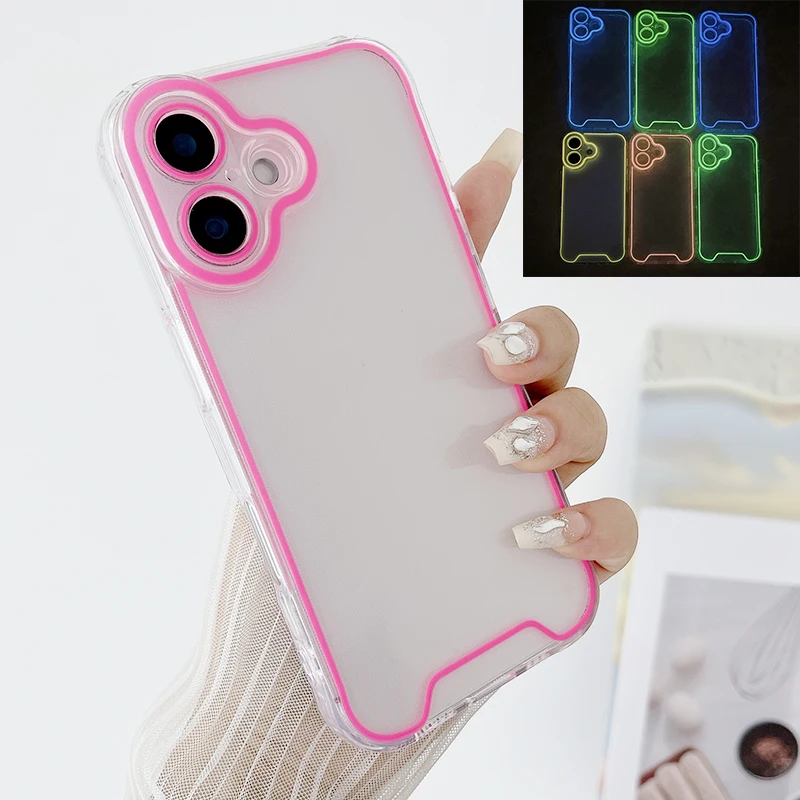 Coque lumineuse en silicone pour iPhone 16, compatible modèles 16pro, 14, 11, 12, 13, 14 Pro Max, 15 Pro, XR, XS Max_voghion.com