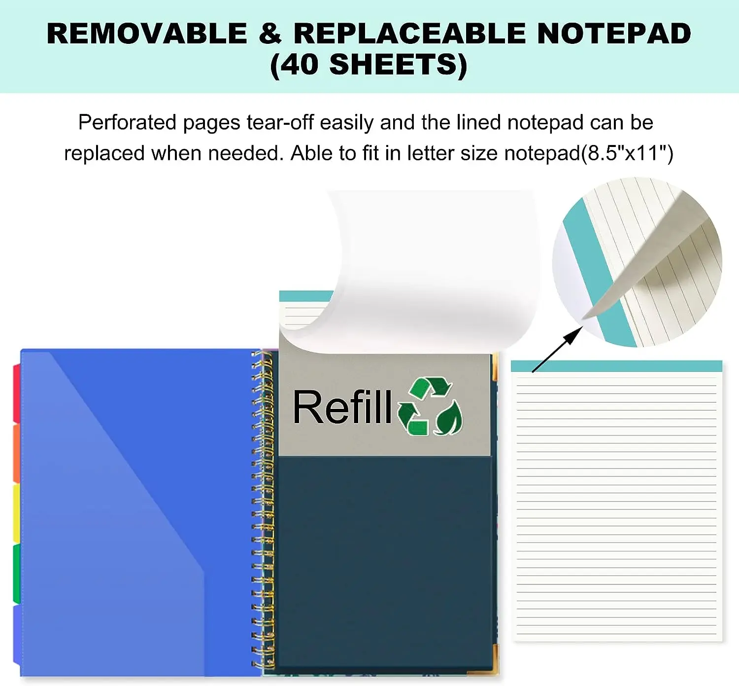 File Folders Kisdo Clipboard Folio Refillable Lined Notepad Letter Size Memo Pad Clip Board Spiral Notebook Paper Folder