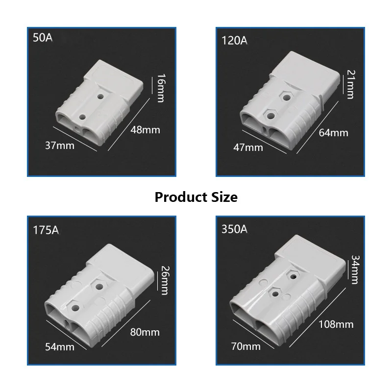 Power Plug 50A/120A/175A 600V Silicone Cable 8/6/4/2/0awg Electric Car Battery Charging High Current Connector Kit