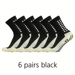6 Pairs Premium Silicone Non-Slip Breathable Football Grip Socks (6 Pairs Black)