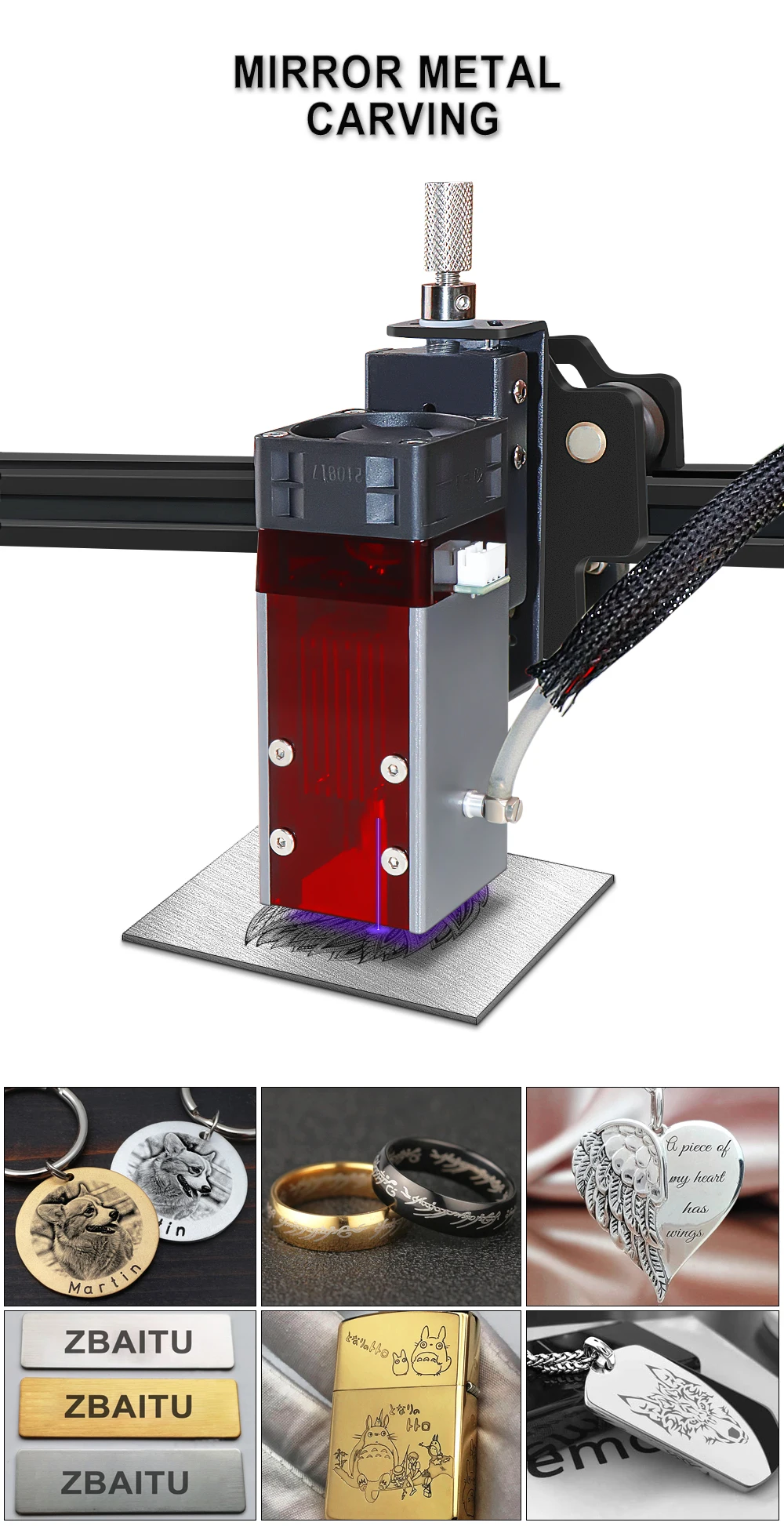 harbor freight woodworking bench ZBAITU FF80 Upgraded Laser Module Head with Cover,Metal Nozzle, Built-in Air Assist,  Laser CNC TTL Cutting Engraving Module cnc wood router