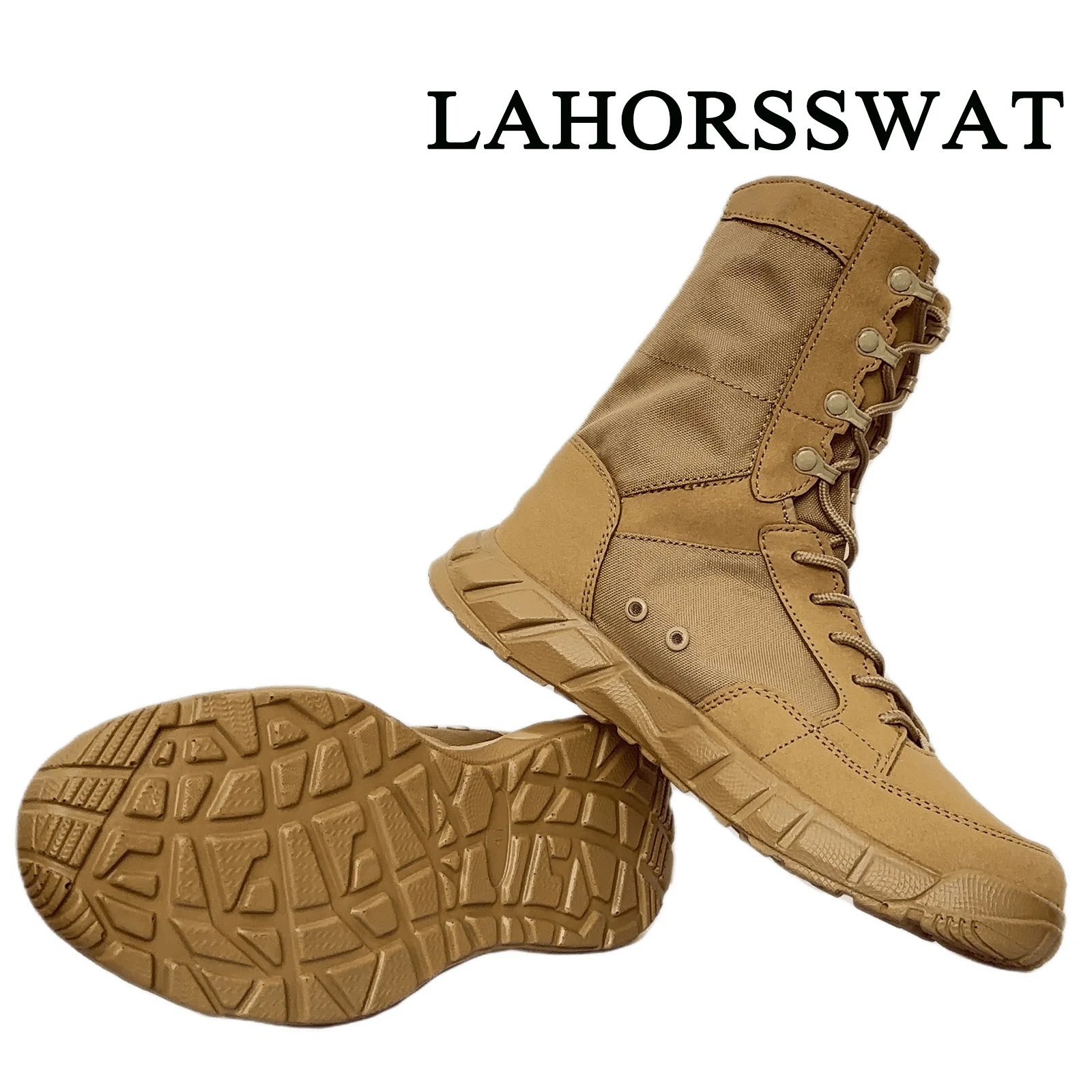 LAHORSSWAT Super Lightweight Man Tactical Boots Combat Training Lace Up Waterproof Outdoor Hiking Breathable Shoes