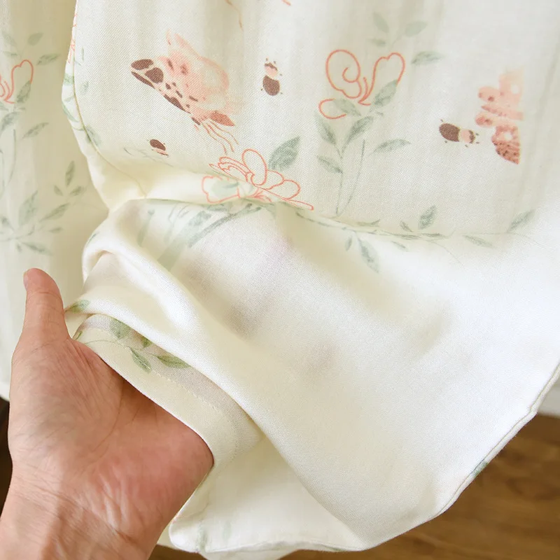 Neue Pyjamas Frau Baumwolle Nachtwäsche Set Lose Beiläufige Hause Tragen Kleidung Drucken Vintage Nachtwäsche Pijama Weibliche Schlafen Nachthemd – Detail 18