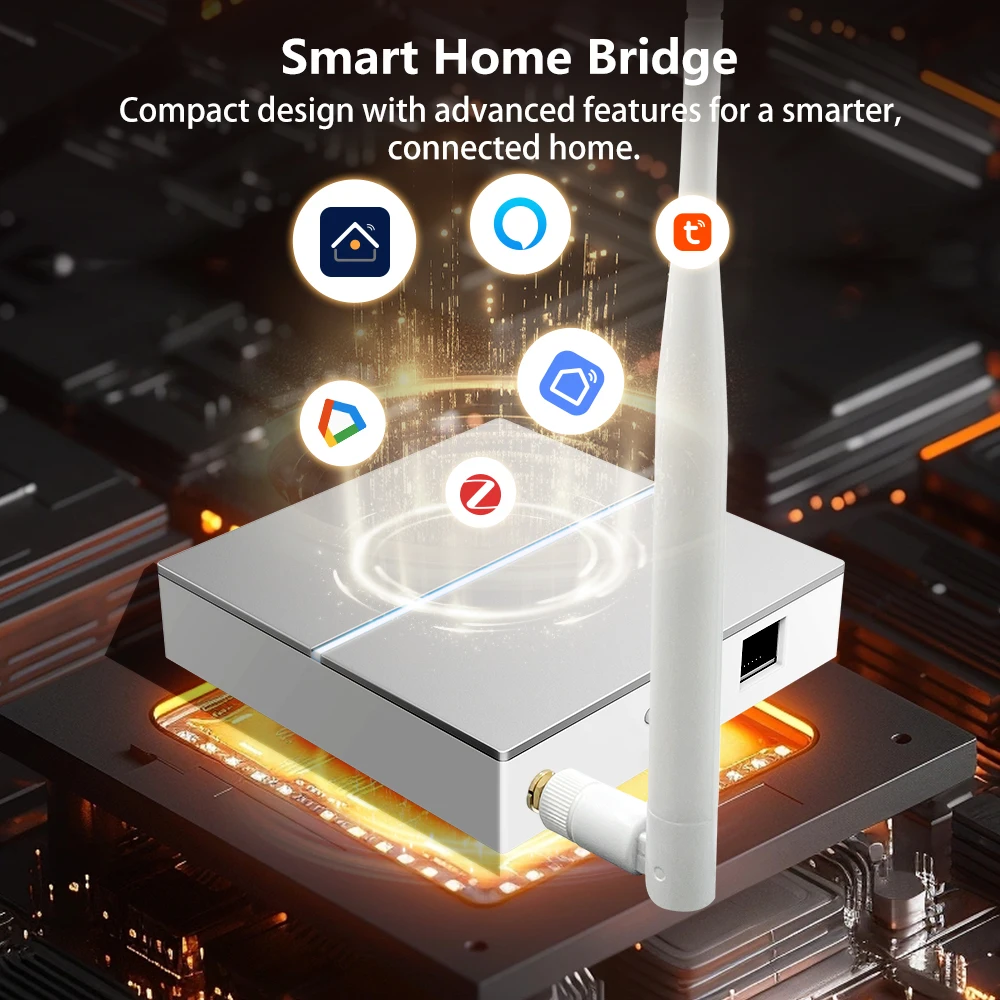 AVATTO Tuya Zigbee Smart Wired Gateway Hub With Signal Antenna， Smart Home Bridge Wireless For App Works With Alexa Google Home