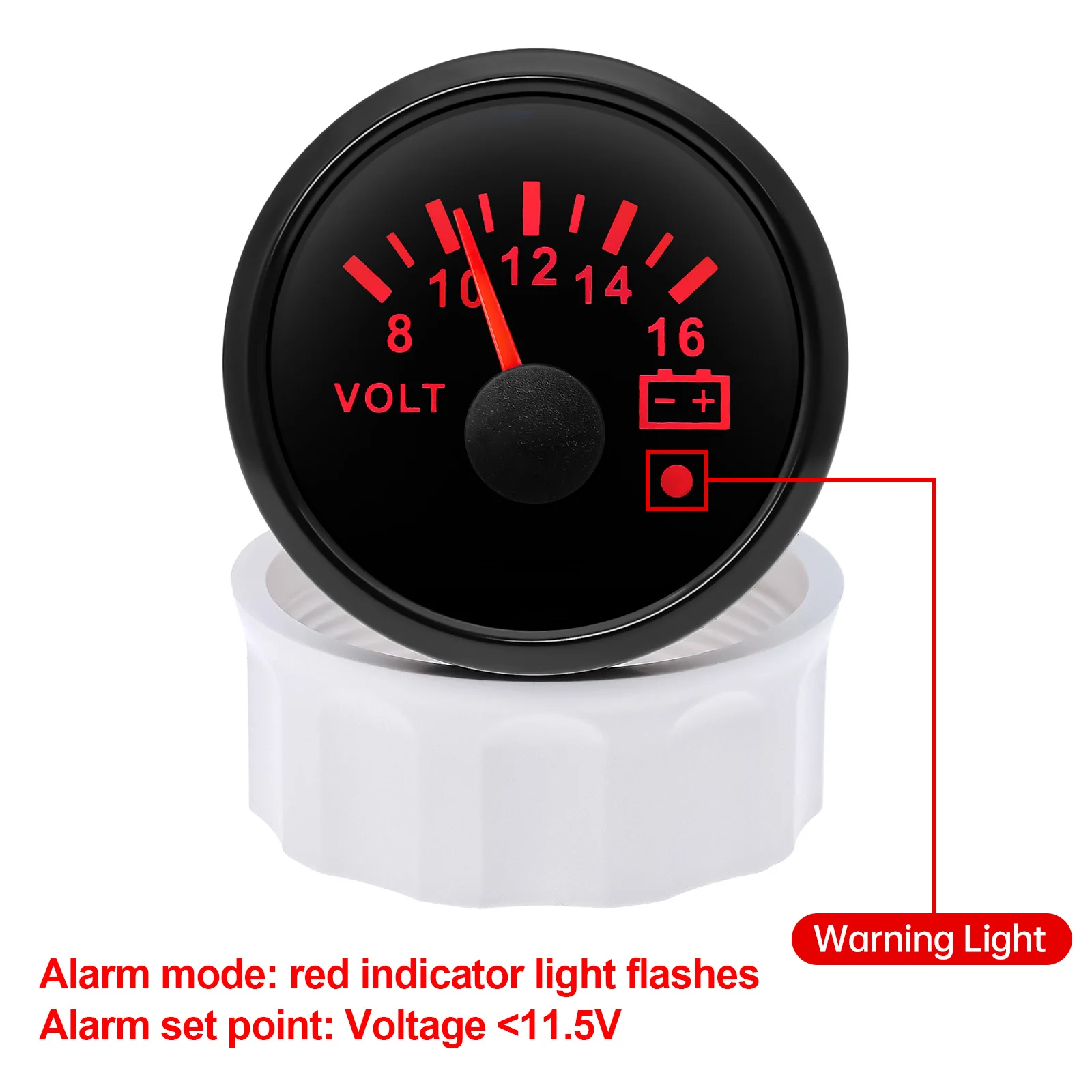 7 Color Backlight 52mm Voltmeter with Alarm 8~16V VOLTS 18~32V Voltage for Gasoline Diesel Automobile Car Marine 12V 24V
