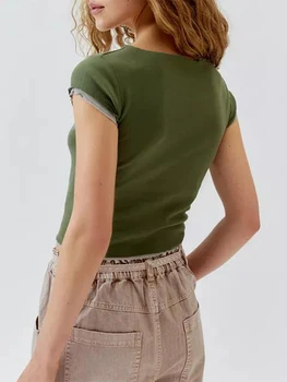 Women Summer Basic T-Shirt Casual Cute Floral Print Short Sleeve Tops Pullovers for Streetwear Aesthetic Grunge Clothes 2