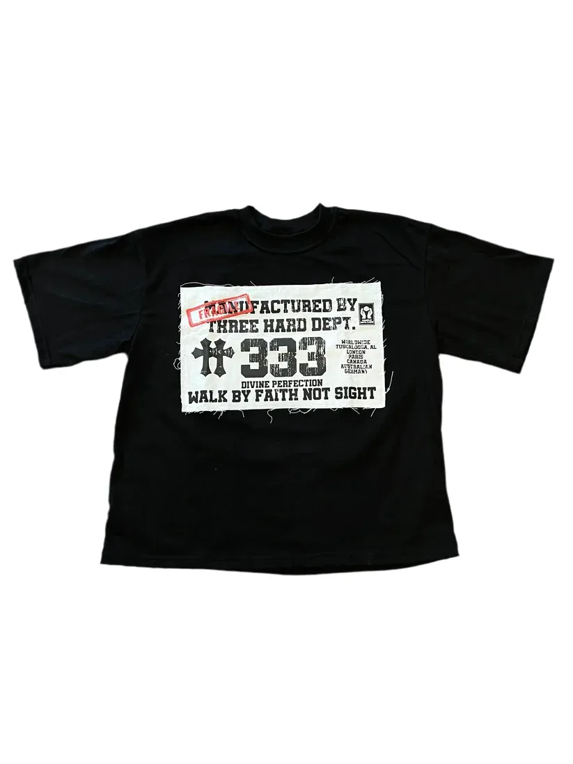 Camiseta con parche de números de ángel, estampado de cruz gótica, camisetas holgadas de gran tamaño para hombres y mujeres, camisetas de manga corta estilo Harajuku