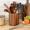Extra Large Acacia Wood Utensil Holder - 360° Rotating Countertop Organizer, 19.3cm Kitchen Storage for Spoons, Whisks