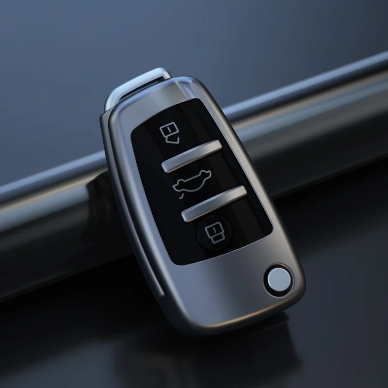 Titanium Gray Flip Car Key Case Cover Accessory