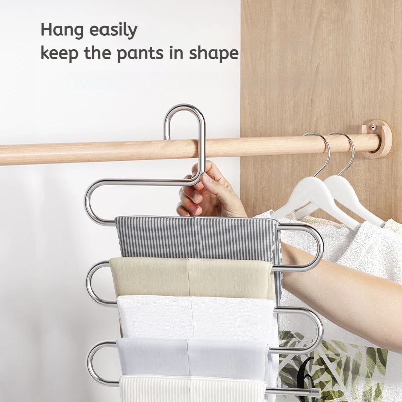 5 Layers Multi-functional Clothes Hangers Non-slip Pant Storage Rack Cloth Rack with Multiple Functions for Hanging and Storage clothes hangers