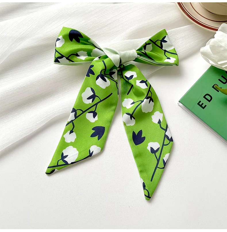 6x83cm langer Seiden schal für Frauen Stil für Frühling und Sommer Band Stirnband Haar gummi Tasche Dekoration profession elle lange Schal – Detail 7