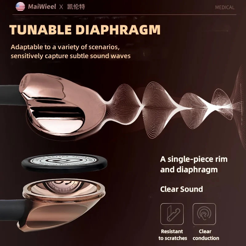 Dual Head Stethoscope Medical Stethoscope Carent Titanium Black Medical Professional Cardiology Stethoscope Diagnostic Stethoscope Master Cardiology For Nurse