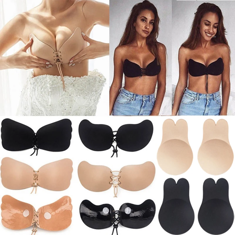 Bralette Strapless Backless Bra Invisible Bras for Dress Adhesive Silicone  Bra Brassiere Sexy Women Padded Bras Closure A B C D