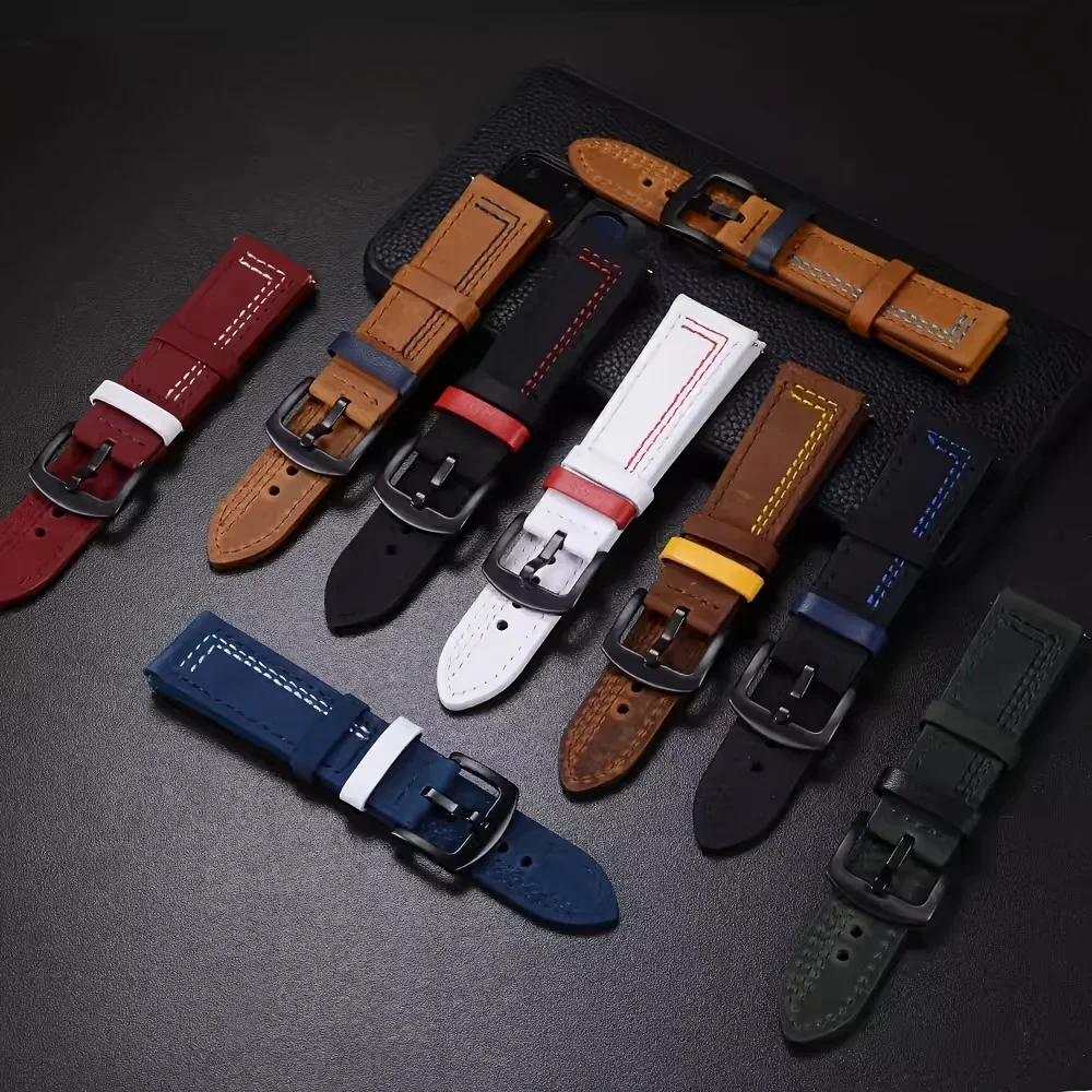Premium Leather Loop Strap for Smartwatch - 22mm Replacement Wristband Bracelet Accessory