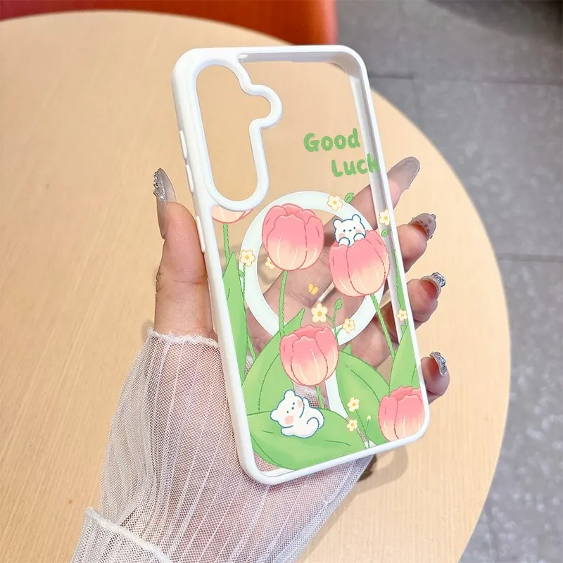 Shockproof Transparent MagSafe Magnetic Phone Case with TPU Border and PC Back Cover