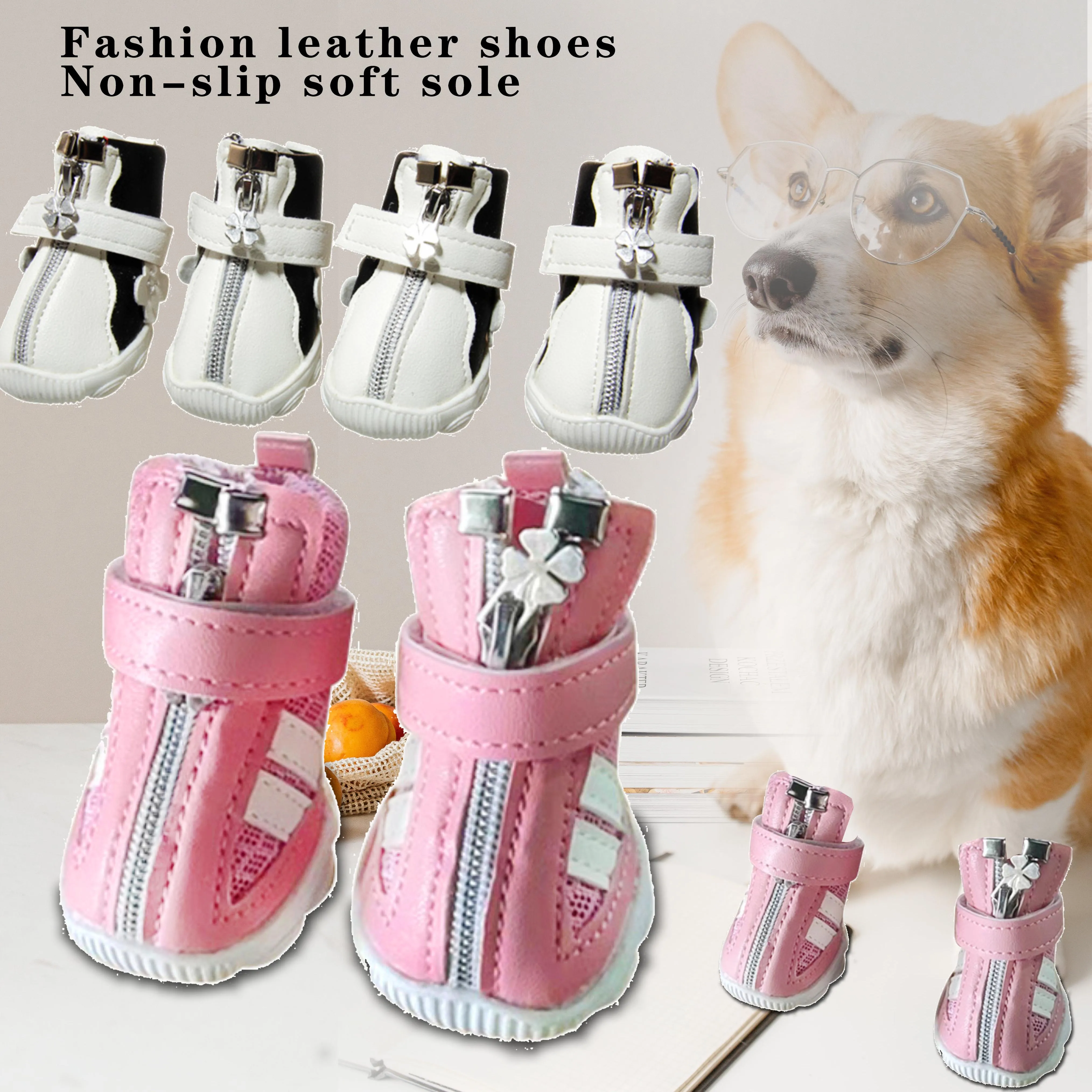 

Рождественские товары для домашних животных, кожаная обувь для собак, водонепроницаемые Нескользящие зимние ботинки, модная трендовая Мягкая Обувь для собак, маленькая