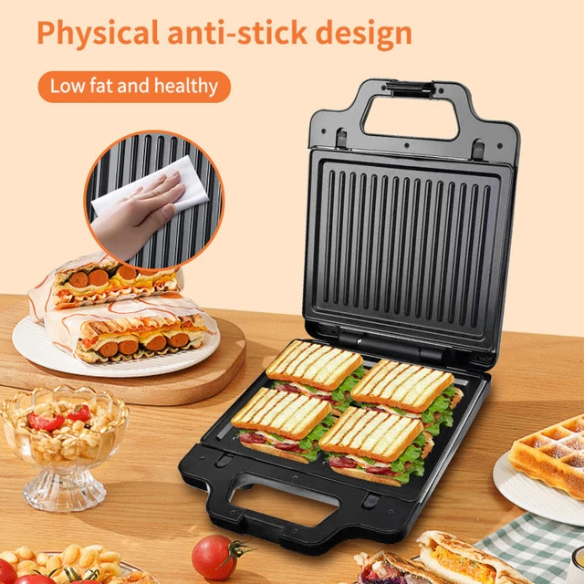 Gaufrier en Fonte, Mini Gaufrier Panini Machine à Sandwich Chaud Pan  Antiadhésive