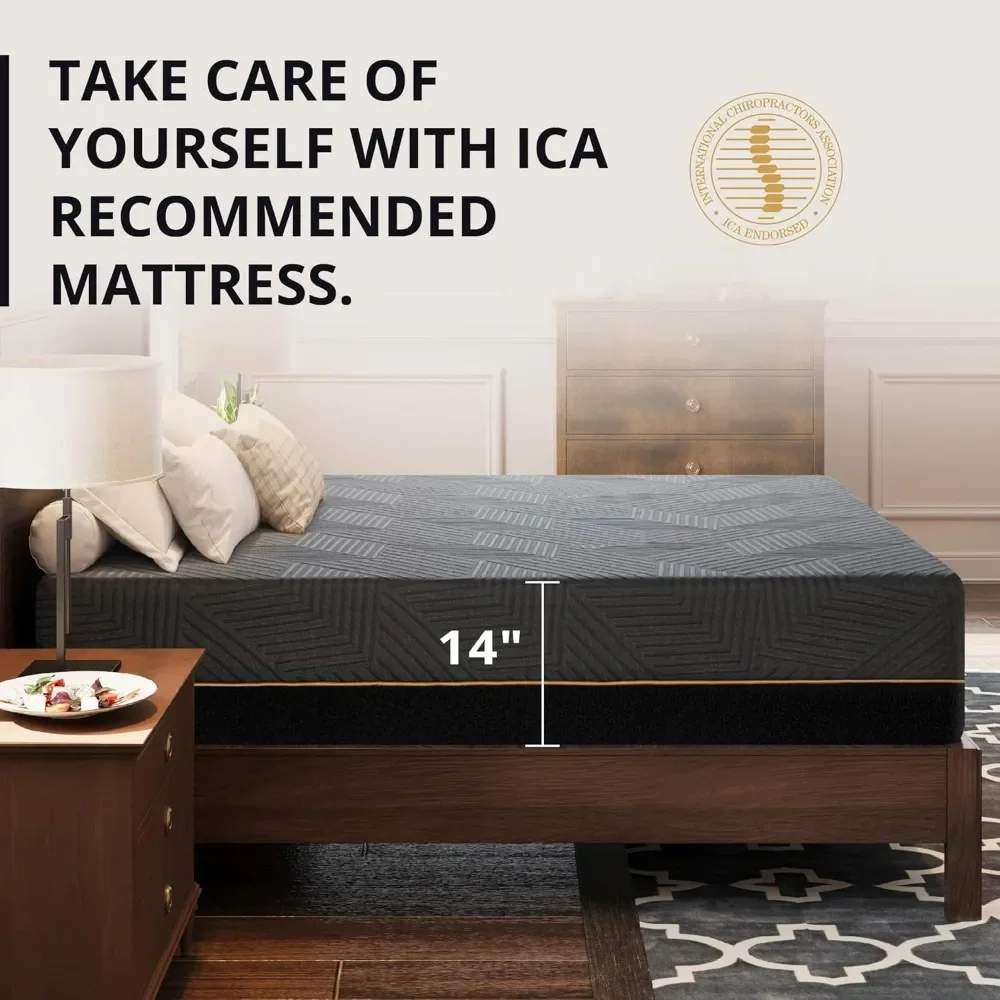 14 inch Firm Mattress, Memory Foam Mattress with Cooling Cover, Bed in a Box, CertiPUR-US Certified, Breathable and Supportive 2