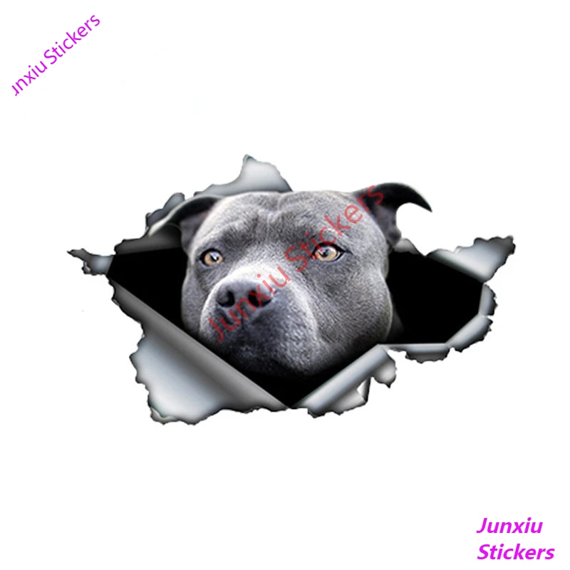Синяя Автомобильная наклейка Pitbull рваная металлическая креативная