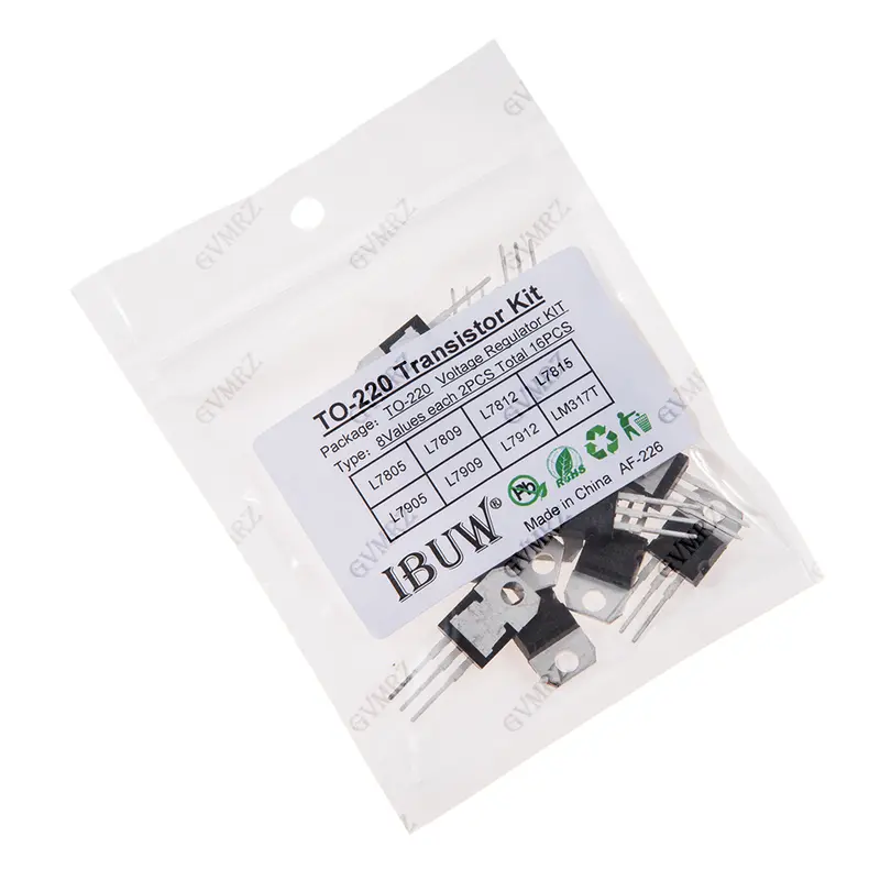 16PCS 8Values TO-220 Transistor Kit (L7805/L7812 etc.) Voltage Regulator for Industrial Power Supply DIY Project LM317T L7805 - Image 4