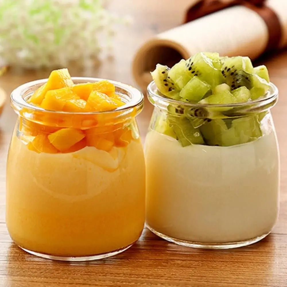 Mini Yogurt Jars Glass Pudding Cups with Lids Empty Airtight Glass Shot Bottles with Lids Leak-Proof Yogurt