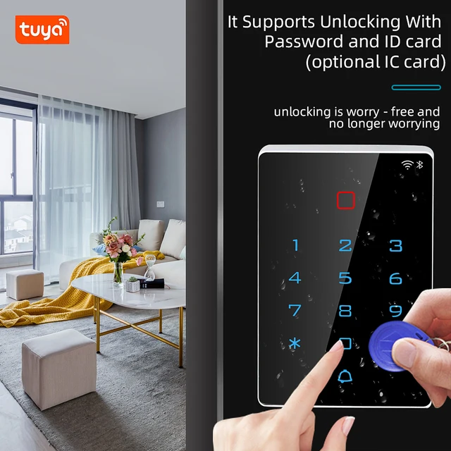 Tuya App Wifi Access Control System Kit Set Waterproof RFID Keypad 125KHz 13.56MHz Wiegand output&input Reader Door Lock System 5
