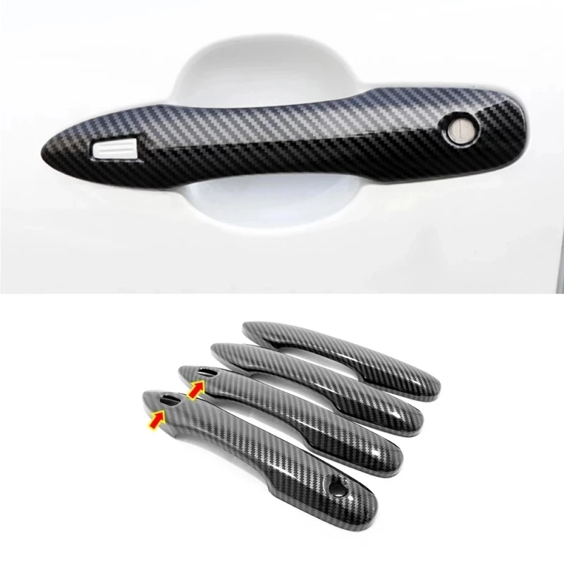 

For Toyota bZ4X For Subaru Solterra 2022 2023 ABS Carbon Fiber Side Door Handle Cap Covers Trim Sticker Car Styling Accessories