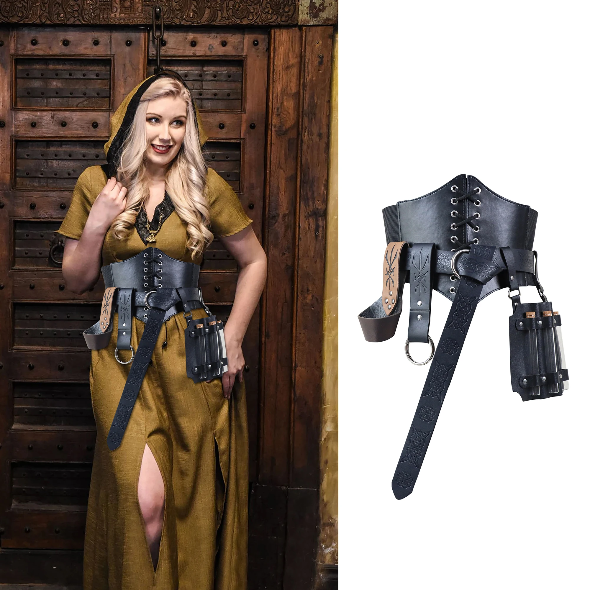 Renaissance Witch Magic Role Play Costume Accessories Belt Skirt Hiking Medieval Dress Festival Outfit Belt Scabbard