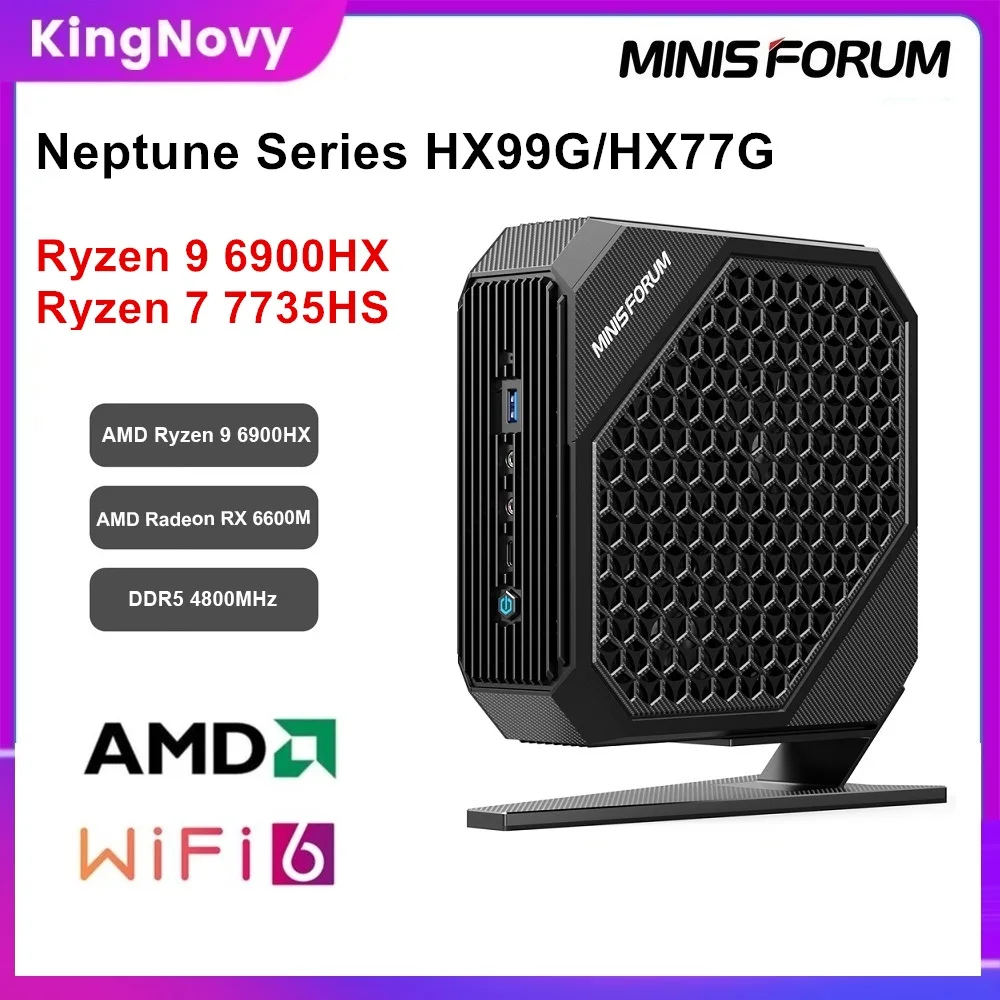 MinisForum HX99G HX77G Gaming Mini PC AMD Ryzen 9 6900HX 7735HS Radeon RX  6600M 8G Windows 11 DDR5 PCIE4.0 2xUSB4 Gamer Computer