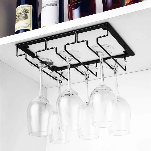 Wine Glass Rack Stainless Steel Hanging Holder Cup Stemware Stand Teacup  Goblet Hanger Shelf Home Kitchen Bar Sipplies wine glass holder hanging